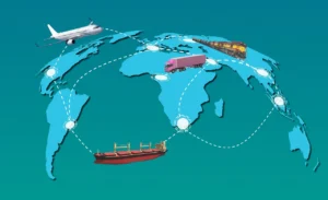 globe showing transportation supply chain links