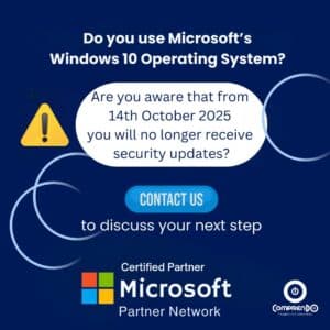 dark blue graphic bringing attention to the fact Microsoft's Windows 10 Operating System will soon be unsupported.