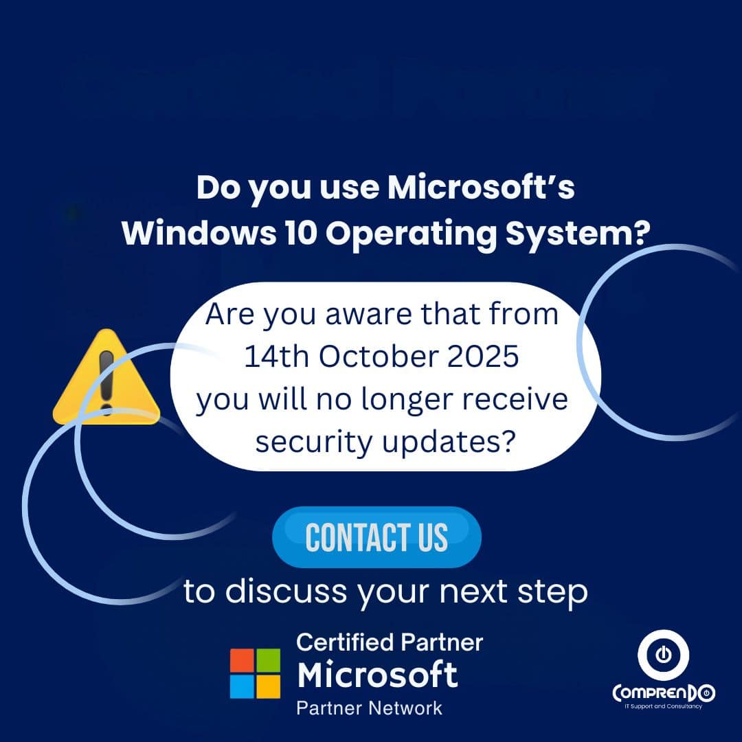 dark blue graphic bringing attention to the fact Microsoft's Windows 10 Operating System will soon be unsupported.